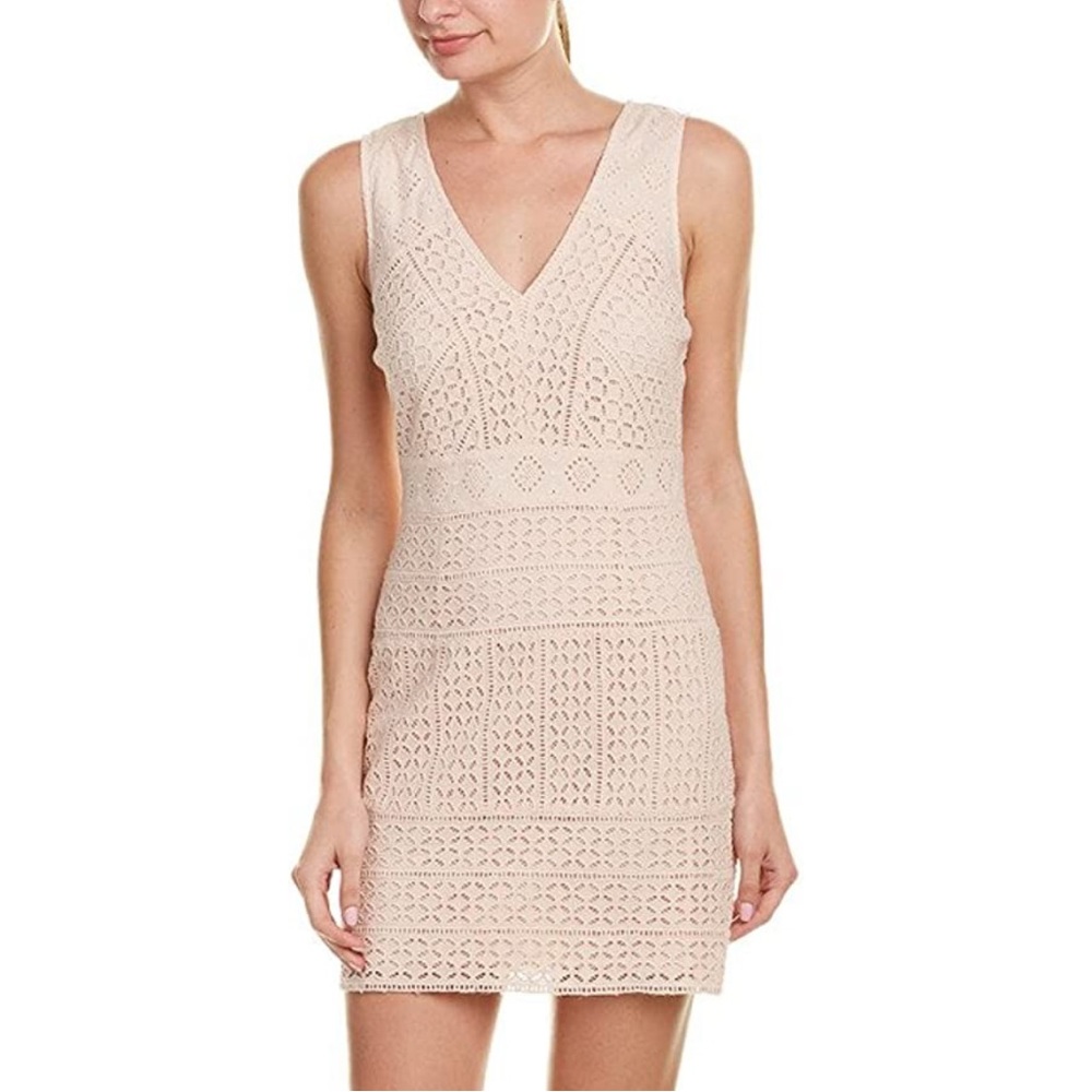 French Connection Schiffley Summer Cage Sheath Dress Capri Blush Pink Lace 2 XXS